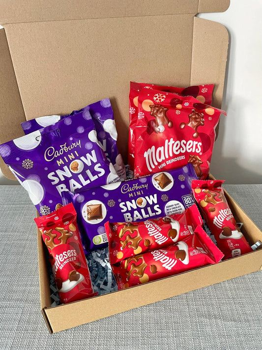 Christmas Chocolate Gift Box | Maltesers & Cadbury Snow Balls | Festive Chocolate Hamper | Christmas Gift | Stocking Filler | Holiday Treats