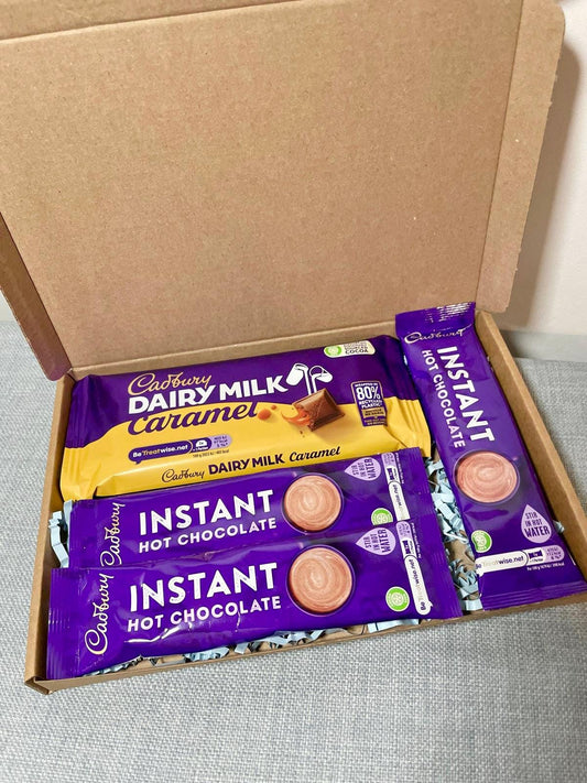 Cadbury Caramel & Hot Chocolate Gift Box | Chocolate Lover Gift | Cosy Night In Treat Box | Cadbury Treat Set | Letterbox Gift Box
