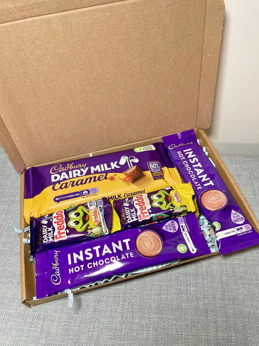 Cadbury Caramel & Hot Chocolate Treat Box | Freddo Gift Set | Chocolate Lover Gift | Cosy Night In Box | Cadbury Snack Box | Letterbox Gift