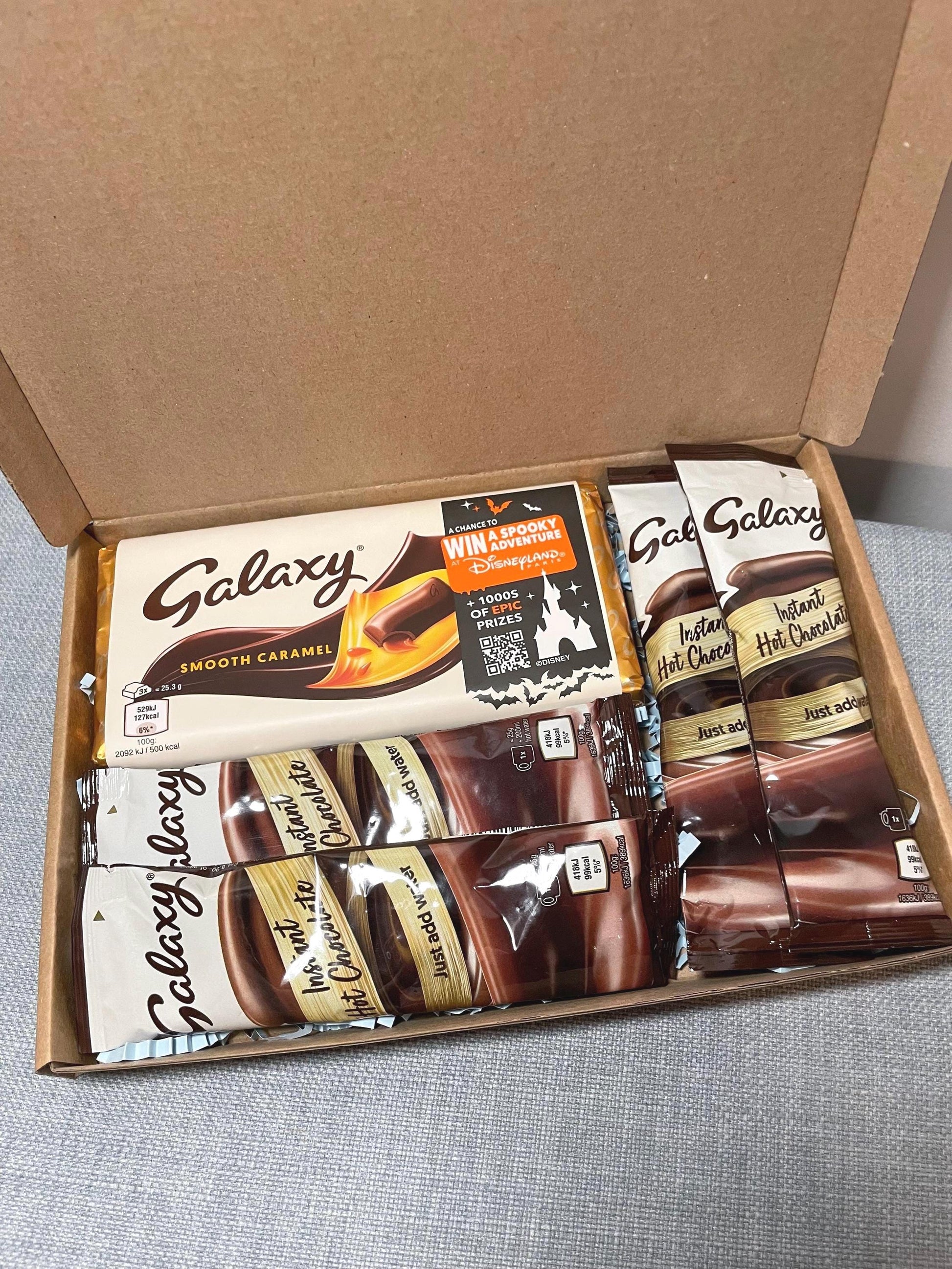 Galaxy Chocolate & Hot Chocolate Letterbox Gift Box UK | Postal Chocolate Gift with Personalised Card | Birthday Thank You Gift - Giftley