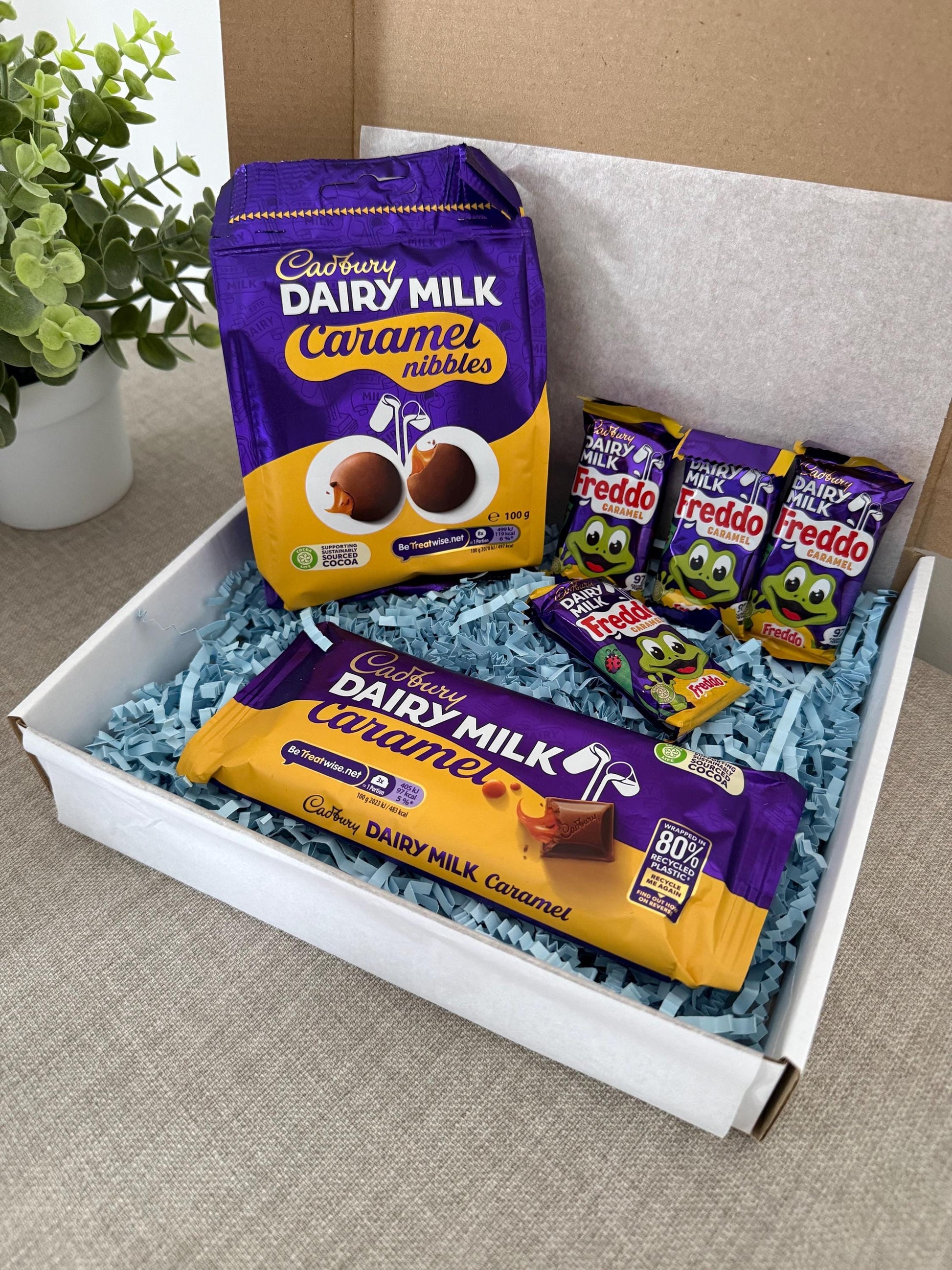 Cadbury Caramel Chocolate Gift Box UK | Postal Chocolate | Freddo Gift with Personalised Card | Birthday Thank You Gift - Giftley