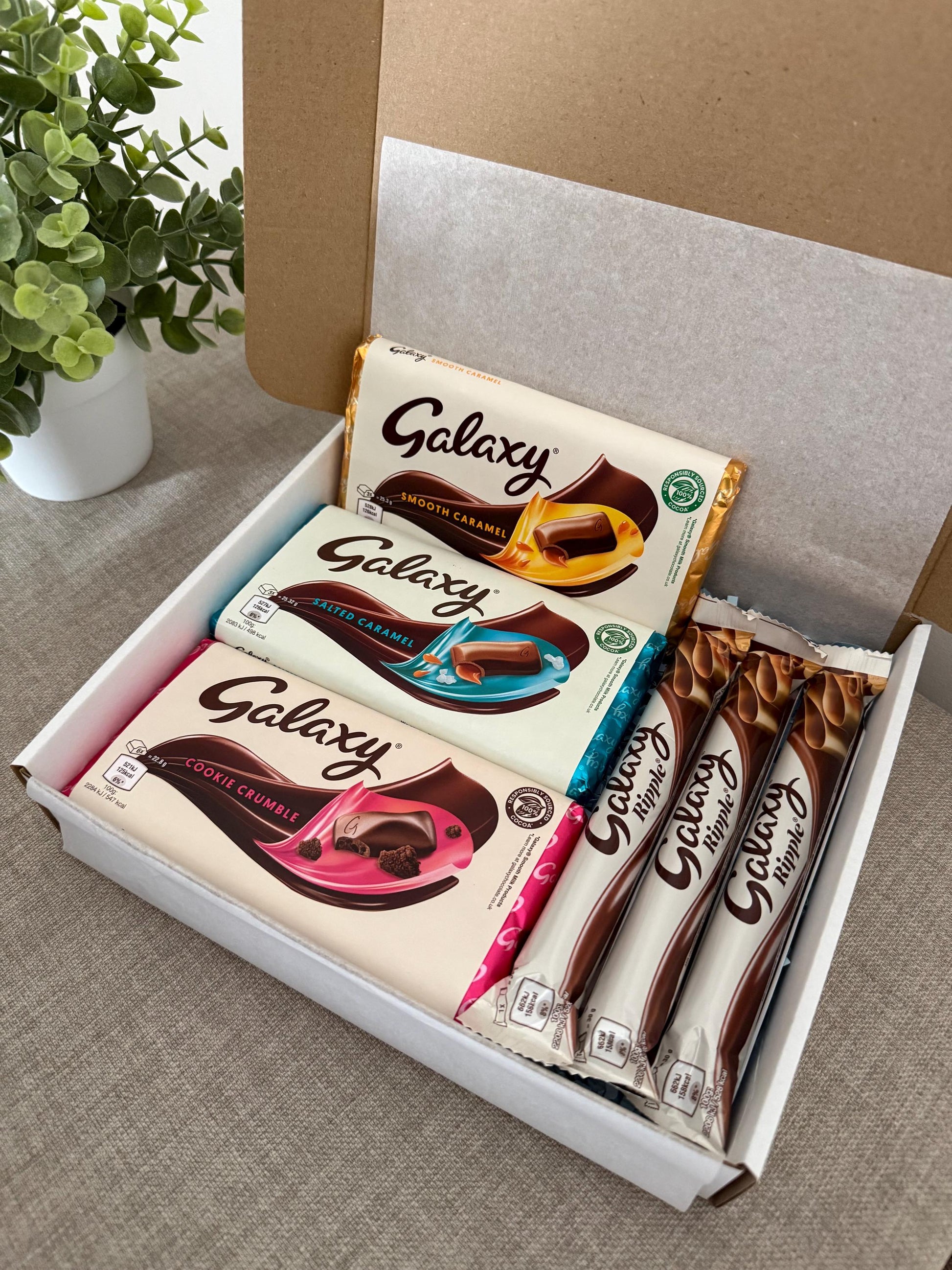 Galaxy Chocolate Gift Box UK | Salted Caramel, Cookie Crumble & Smooth Caramel Bars Postal Chocolate Gift with Personalised Card | Birthday - Giftley