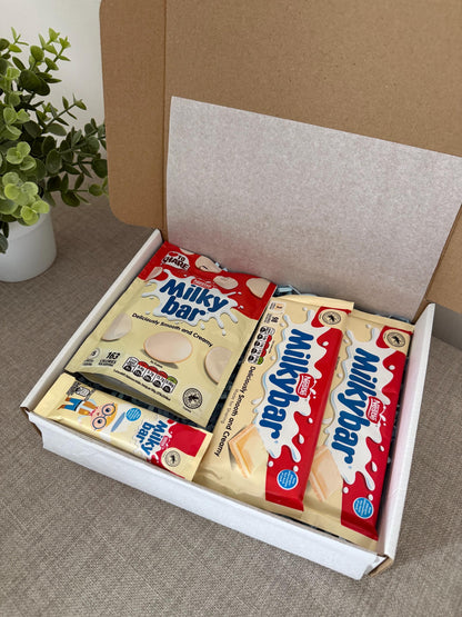 Milkybar Chocolate Gift Box UK | White Chocolate & Sharing Bag Postal Chocolate Gift with Personalised Card | Birthday Thank You Gift - Giftley