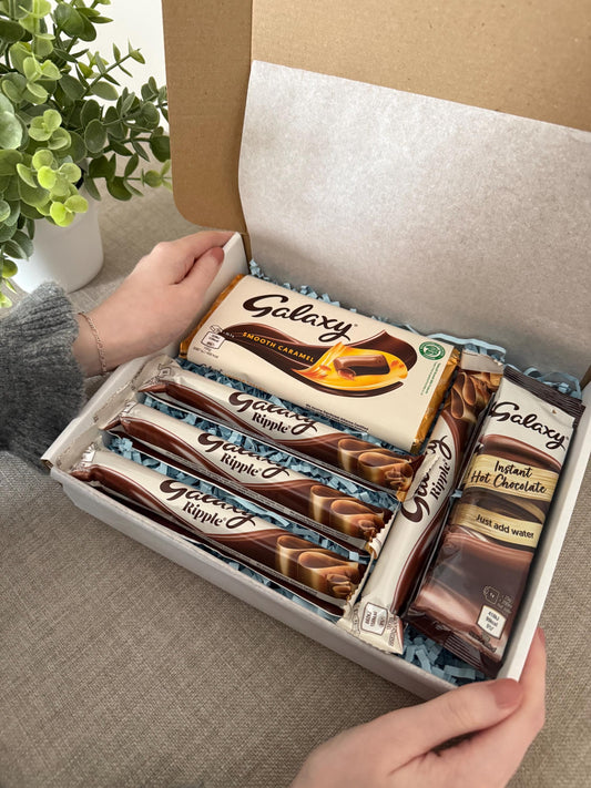 Galaxy Caramel & Ripple Chocolate Gift Box UK | Postal Chocolate | Hot Chocolate Gift with Personalised Card | Birthday Thank You Gift