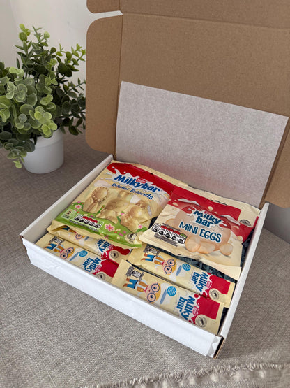 Milkybar Easter Gift Box with Personalised Card | White Chocolate Mini Eggs, Easter Friends & Bars | Small Parcel Easter Chocolate Gift - Giftley