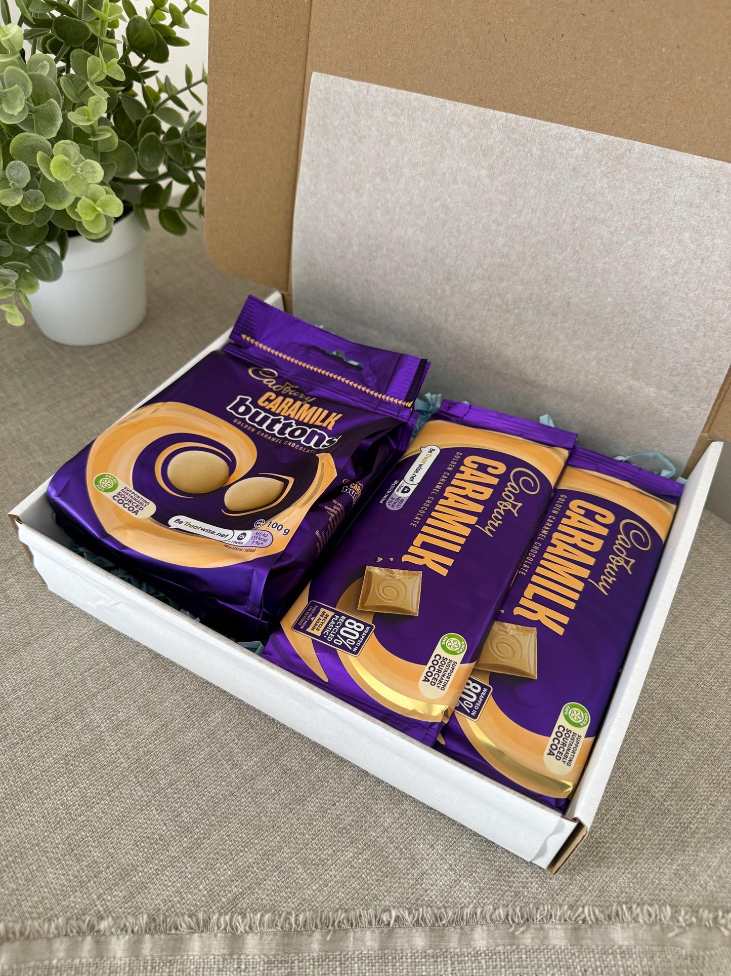 Cadbury Caramilk Gift Box with Personalised Card | Chocolate Buttons & Bars | Small Parcel Chocolate Gift - Giftley
