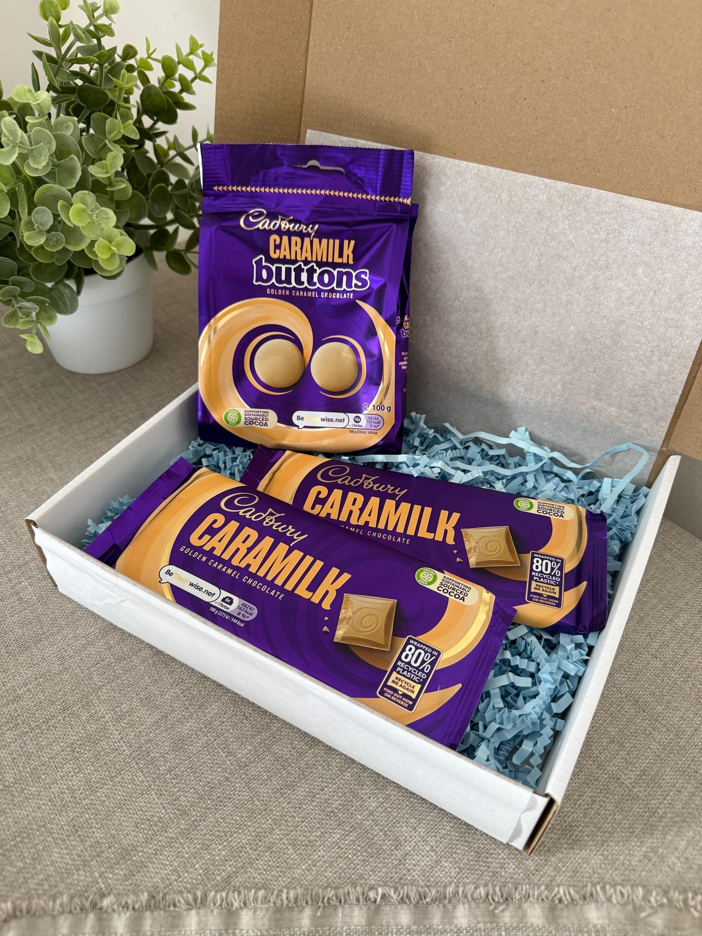 Cadbury Caramilk Gift Box with Personalised Card | Chocolate Buttons & Bars | Small Parcel Chocolate Gift - Giftley