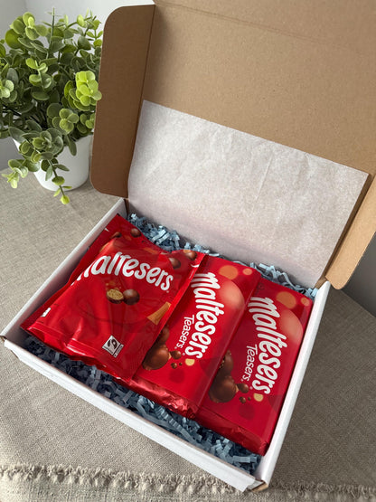 Maltesers Chocolate Gift Box UK | Teasers & Sharing Bag Postal Chocolate Gift with Personalised Card | Birthday Thank You Gift - Giftley